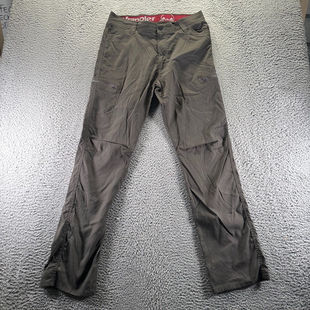 Wrangler Pant Mens 34x32 Brown Nylon Windbreaker Cargo Straight Utility Workwear